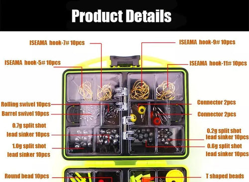 Compact Fishing Tackle Box - 184 pcs